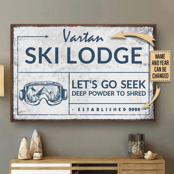 Personalized Canvas Art Painting, Canvas Gallery Hanging Skiing Lodge Lets Go Seek Wall Art Framed Prints, Canvas Paintings