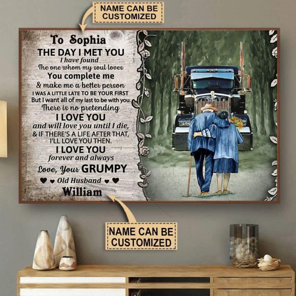 Personalized Canvas Art Painting, Canvas Gallery Hanging Truck Grumpy The Day I Met Wall Art Framed Prints, Canvas Paintings