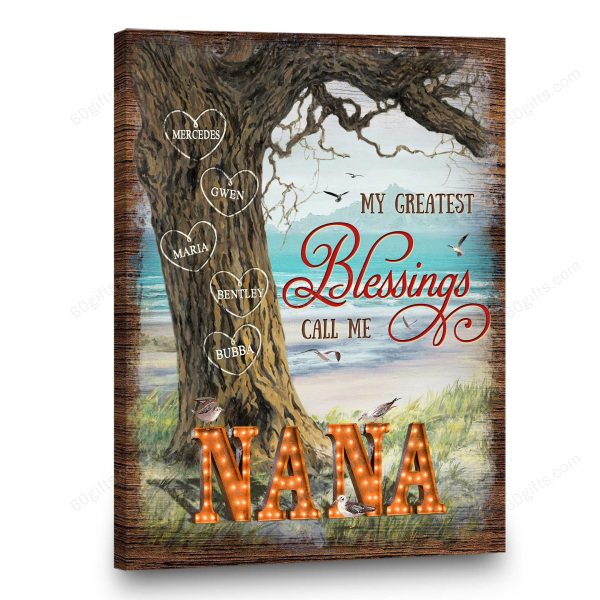 Personalized Name Mother's Day Gifts Call Me Nana - Customized Canvas Print Wall Art