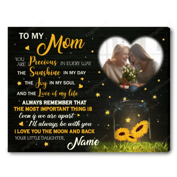 Customized Photo And Name Mother's Day Gift To my mom You are precious - Personalized Canvas Print Wall Art Home Decor