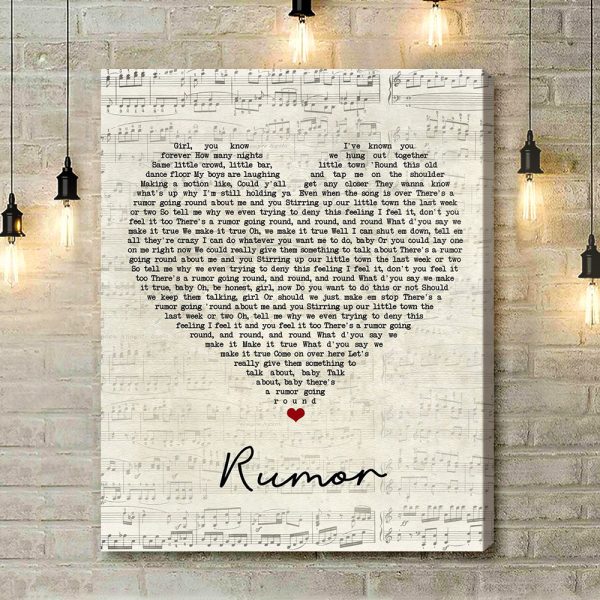 Lee Brice Rumor Script Heart Song Lyric Music Art Print - Canvas Print Wall Art Home Decor