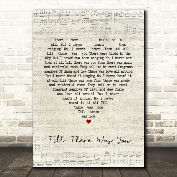 The Beatles Till There Was You Script Heart Song Lyric Music Art Print - Canvas Print Wall Art Home Decor - Image 2