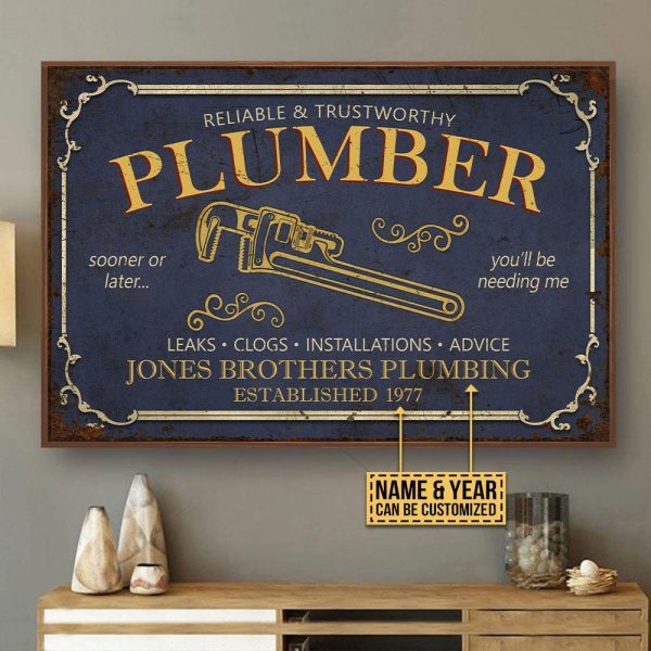 here Gifts Personalized Plumber Reliable Trustworthy Canvas Home Decor - Image 2