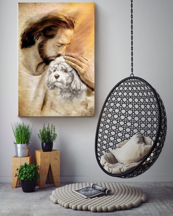 Jesus With Maltese God For Gift For Dog Lovers Christian Canvas Gallery Painting Wrapped Canvas Framed Prints, Canvas Paintings - Image 3