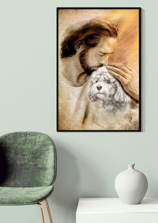 Jesus With Maltese God For Gift For Dog Lovers Christian Canvas Gallery Painting Wrapped Canvas Framed Prints, Canvas Paintings - Image 4