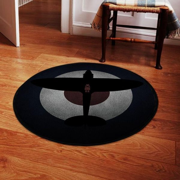 Supermarine Living Room Round Mat Circle Rug Military Aircraft Spitfire