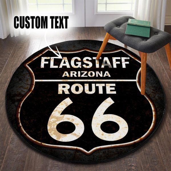 Personalized Route 66 Hot Rod Round Mat Round Floor Mat Room Rugs Carpet Outdoor Rug Washable Rugs