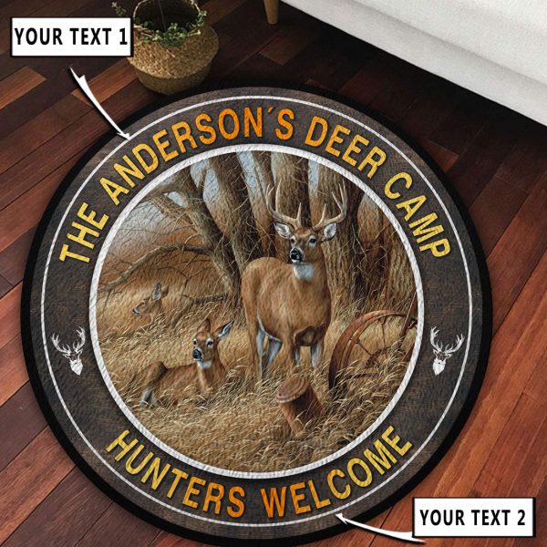 Personalized Deer Family Round Rug, Carpet 09792