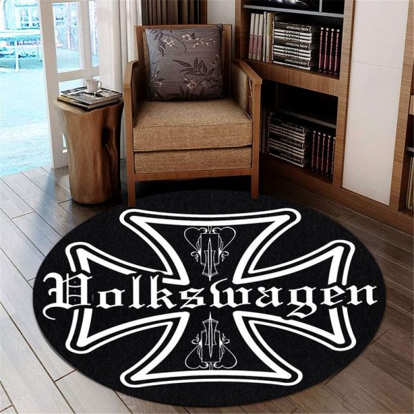 Personalized Iron Cross Garage Decor, Home Bar Decor Hot Rod Round Mat