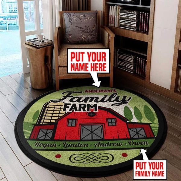 Personalized Barn Sign Living Room Round Mat Circle Rug