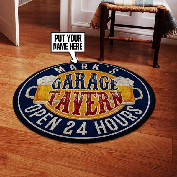 Personalized Garage Tavern Round Mat Round Floor Mat Room Rugs Carpet Outdoor Rug Washable Rugs - Image 3