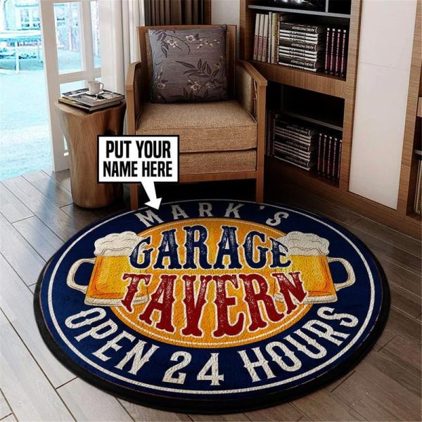 Personalized Garage Tavern Round Mat Round Floor Mat Room Rugs Carpet Outdoor Rug Washable Rugs - Image 2