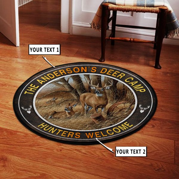 Personalized Deer Family Round Rug, Carpet 09792 - Image 2