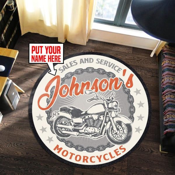 Personalized Motorcycles Living Room Round Mat Circle Rug - Image 2