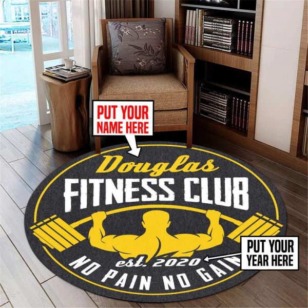 Personalized Gym Room No Pain No Gain Living Room Round Mat Circle Rug - Image 3