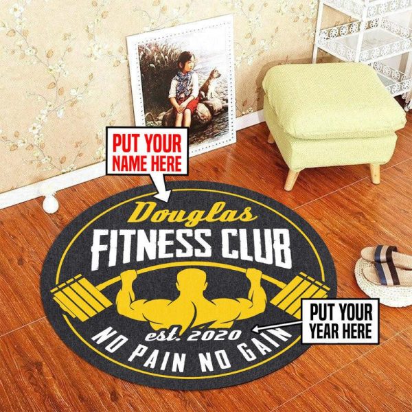 Personalized Gym Room No Pain No Gain Living Room Round Mat Circle Rug - Image 2