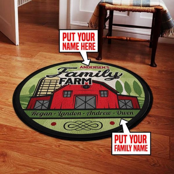 Personalized Barn Sign Living Room Round Mat Circle Rug - Image 2