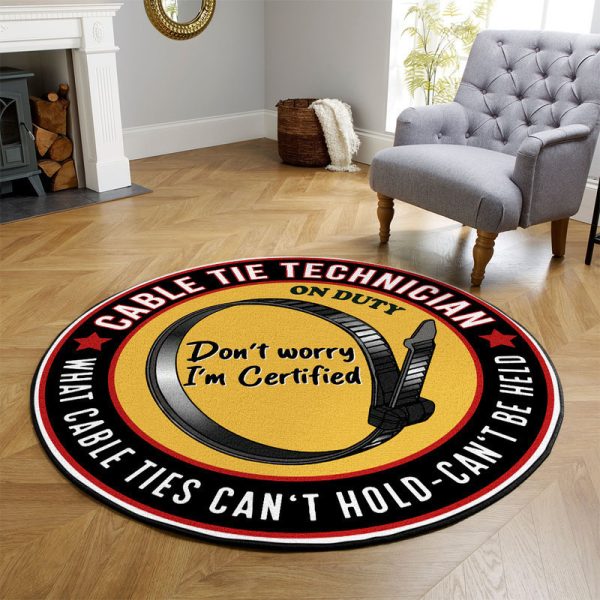 Cable Tie Technician Hot Rod Round Mat Round Floor Mat Room Rugs Carpet Outdoor Rug Washable Rugs - Image 3