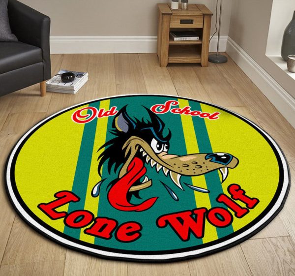 Lone Wolf Hot Rod Round Mat Round Floor Mat Room Rugs Carpet Outdoor Rug Washable Rugs - Image 3