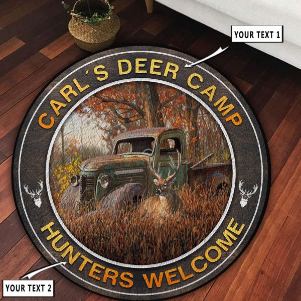 Personalized Deer Camp Hunting Round Rug, Carpet 10520 - Image 2