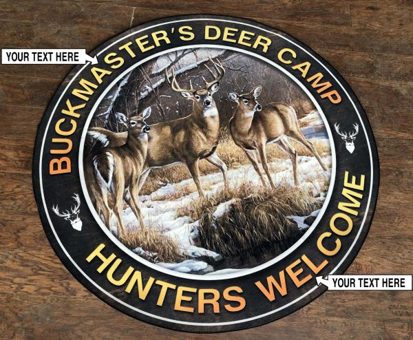 Personalized Deer Camp Hunting Round Rug, Carpet 10520 - Image 5