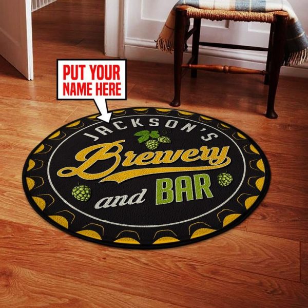 Personalized Brewery Bar Living Room Round Mat Circle Rug - Image 2