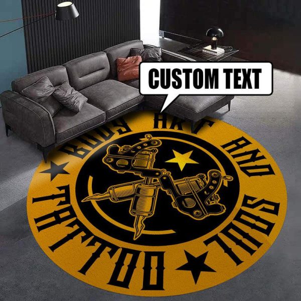 Personalized Tattoo Studio Living Room Round Mat Circle Rug - Image 4