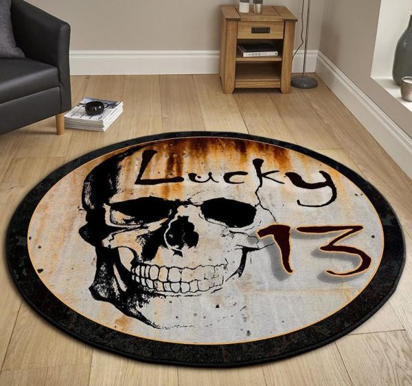 Phantom Series Lucky 13 Rat Rod Round Mat Round Floor Mat Room Rugs Carpet Outdoor Rug Washable Rugs - Image 2