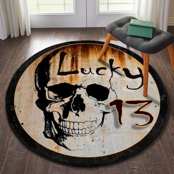 Phantom Series Lucky 13 Rat Rod Round Mat Round Floor Mat Room Rugs Carpet Outdoor Rug Washable Rugs - Image 3