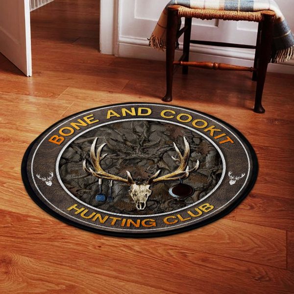 Hunting Deer Bone and Cookit Round Rug Carpet 06504 - Image 2