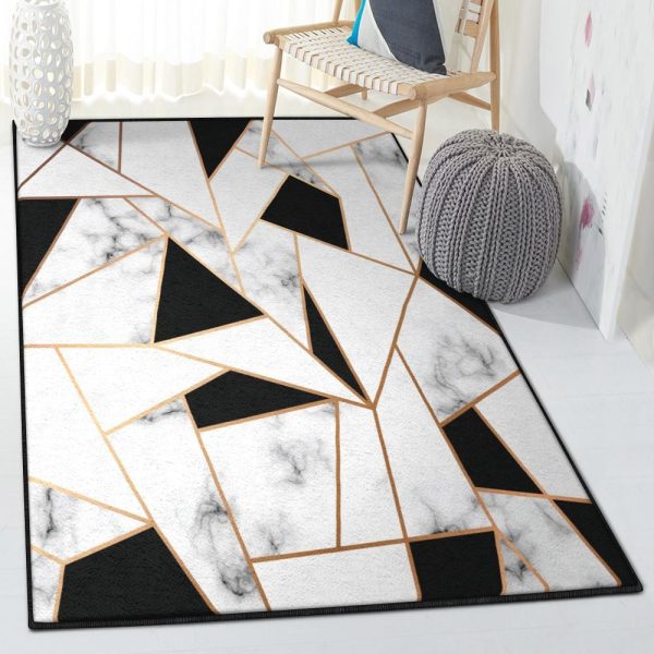 Geometric Design Irregular Geometric Marble Rug Rectangle Rugs Washable Area Rug Non-Slip Carpet For Living Room Bedroom