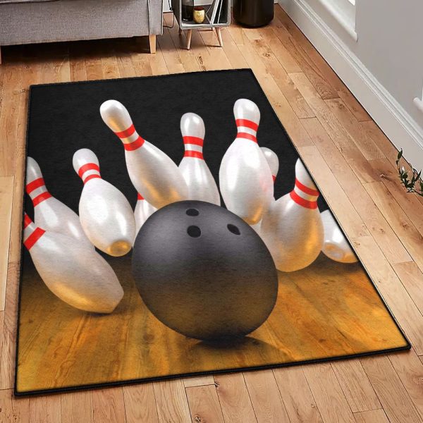 Bowling Pin Carpet Bowling Rug Rectangle Rugs Washable Area Rug Non-Slip Carpet For Living Room Bedroom