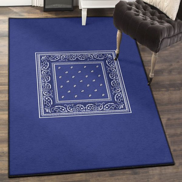 Luxury Modern Royal Blue Bandana Rug Rectangle Rugs Washable Area Rug Non-Slip Carpet For Living Room Bedroom