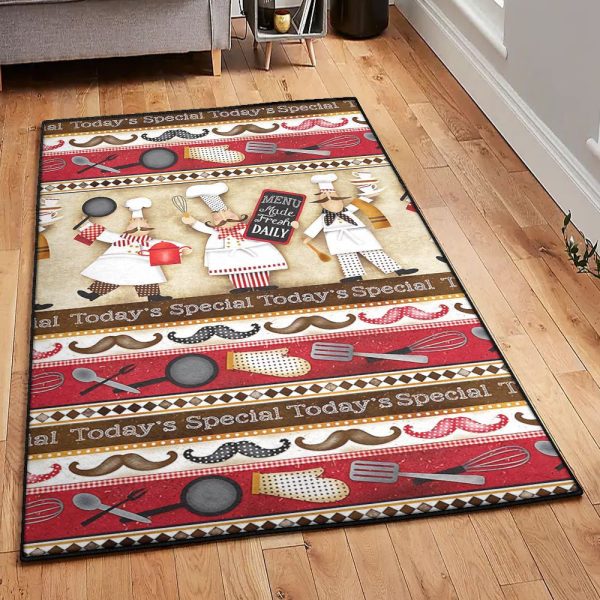 Cooking Chef Rug Rectangle Rugs Washable Area Rug Non-Slip Carpet For Living Room Bedroom