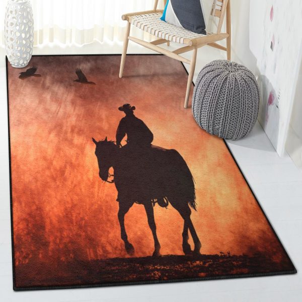 Western Cowboy Cowboy Rug Rectangle Rugs Washable Area Rug Non-Slip Carpet For Living Room Bedroom