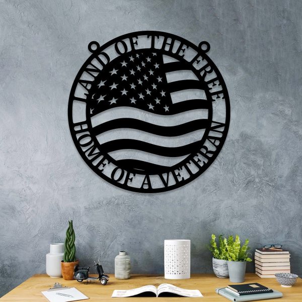 Personalized Land Of The Free Home Of A Veteran Metal Sign, Custom Mil - Image 2