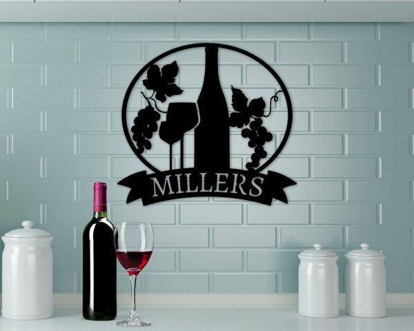 Custom Wine Sign, Metal Wine Name Sign, Valentines Day Gift, Kitchen W - Image 2