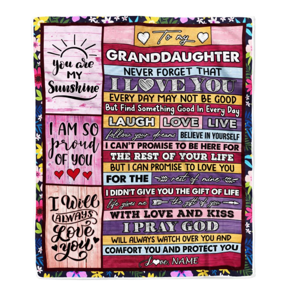 Personalized To My Granddaughter Blanket From Grandpa Grandma Wood You - Image 2