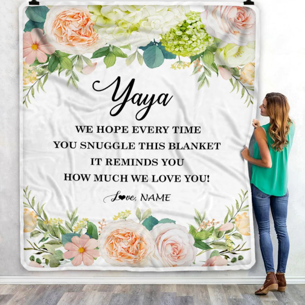 Personalized To My Yaya Blanket From Kids How Much We Love You Flower - Image 6