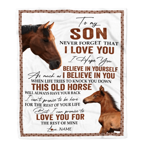 Personalized To My Son Blanket From Mom Dad This Old Horse Love You So