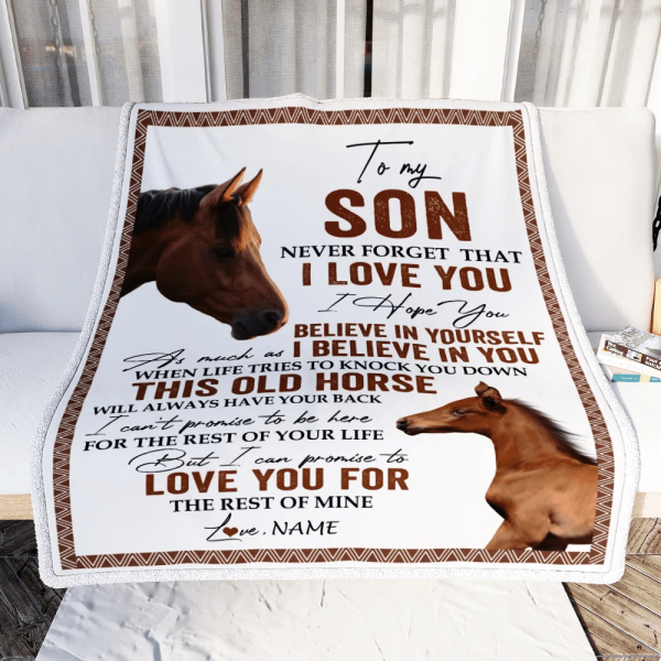 Personalized To My Son Blanket From Mom Dad This Old Horse Love You So - Image 2