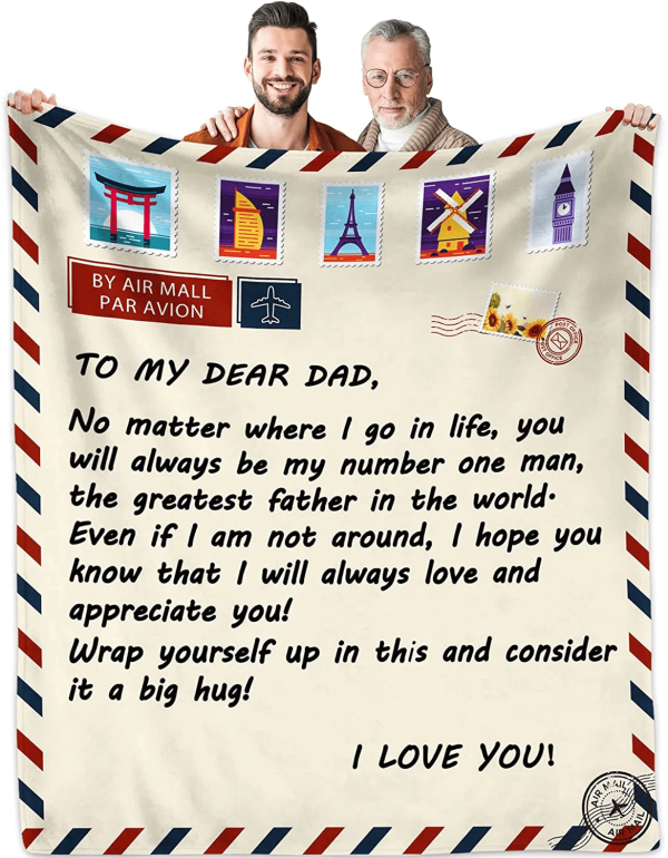 To My Dear Dad Blanket Father's Day Gift for Dad from Son, Daughter Fa