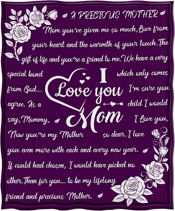 I Love You Mom Gift Blanket Throw Birthday Gifts for Mom Gifts from Da - Image 2