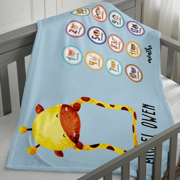 Personalized Baby Blankets , Elephant,Lion, Bunny baby blanket Blue co - Image 4