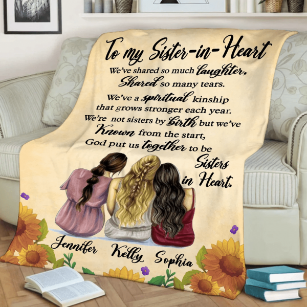 To My Sister In Heart I Love You Personalized Blanket, Gift For Siste