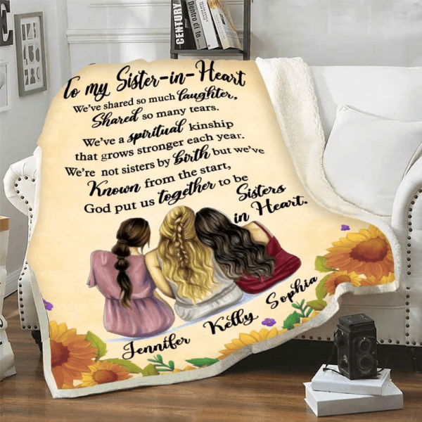 To My Sister In Heart I Love You Personalized Blanket, Gift For Siste - Image 3