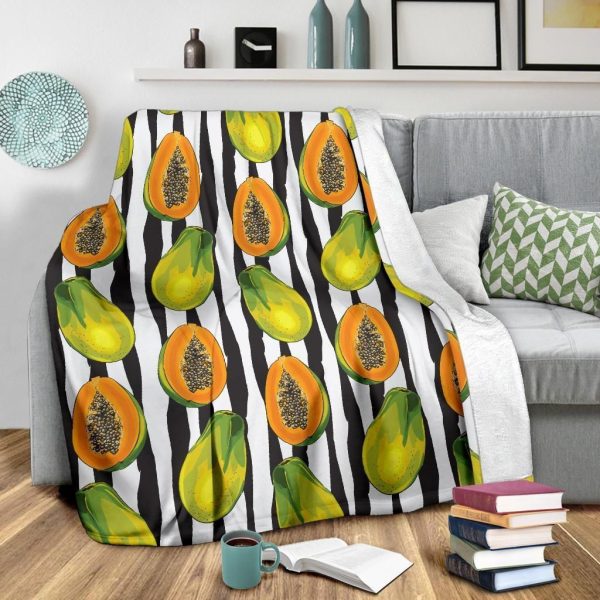 Tropical Fruit Yummy Papaya Pattern Fleece Blanket - Image 3