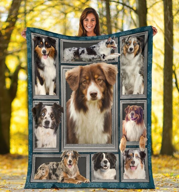 3d Australian Shepherd Dog Funny Aussie Lover Gifts Fleece Blanket