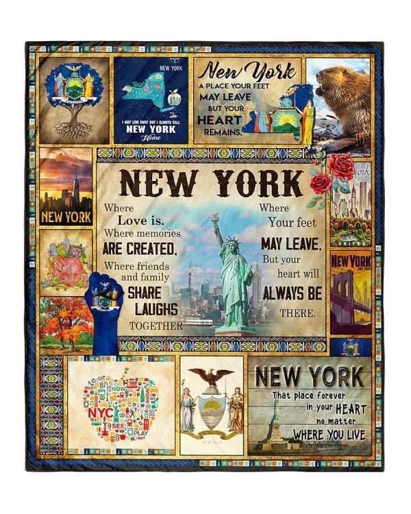 Gift For Girlfriend New York Where Love Is Printed Fleece Blanket