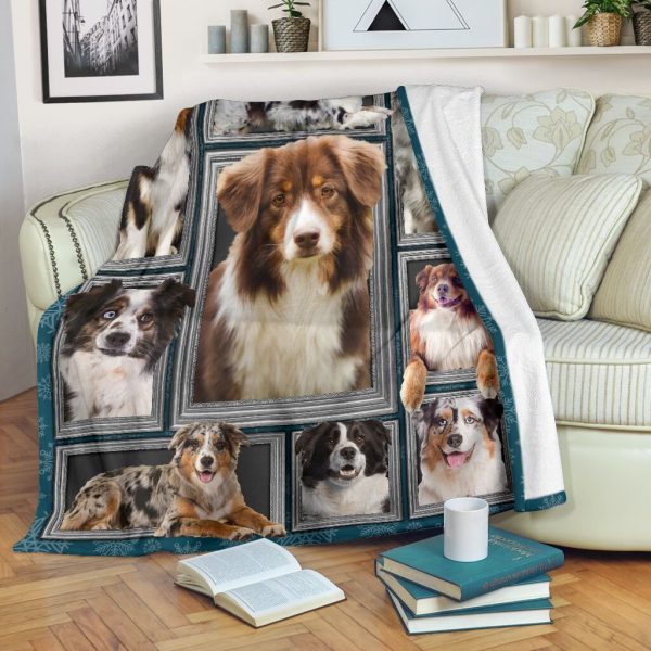 3d Australian Shepherd Dog Funny Aussie Lover Gifts Fleece Blanket - Image 2